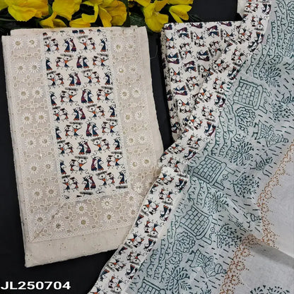 Half white schiffli embroidered cotton salwar material jl250704-Neidhal