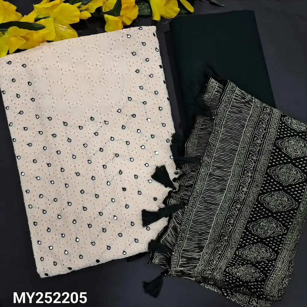 Half white schiffli embroidered cotton salwar material my252205-Neidhal