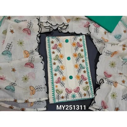 Half white schiffli embroidered cotton salwar material my251311-Neidhal