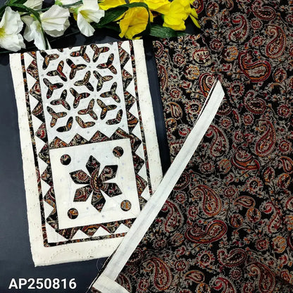 Half white schiffli embroidered cotton salwar material ap250816-Neidhal