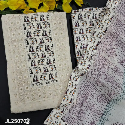 Half white schiffli embroidered cotton salwar material jl250703-Neidhal