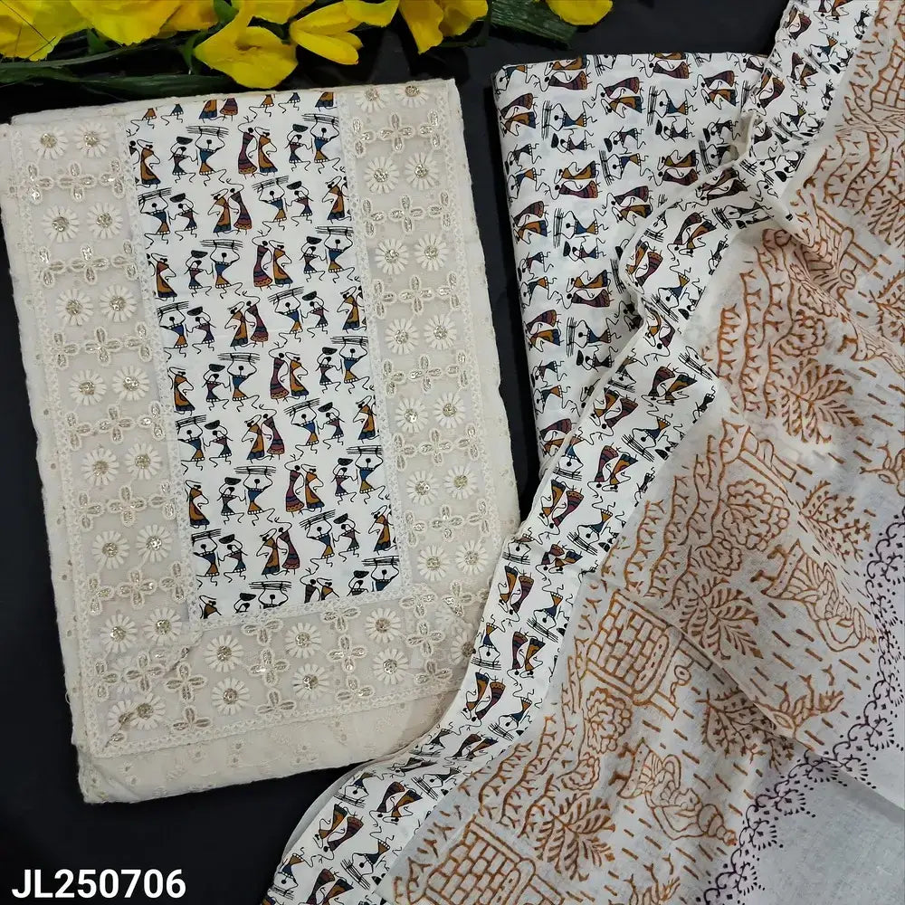 Half white schiffli embroidered cotton salwar material jl250706-Neidhal