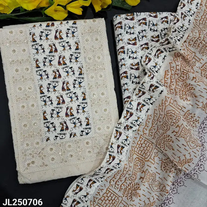 Half white schiffli embroidered cotton salwar material jl250706-Neidhal