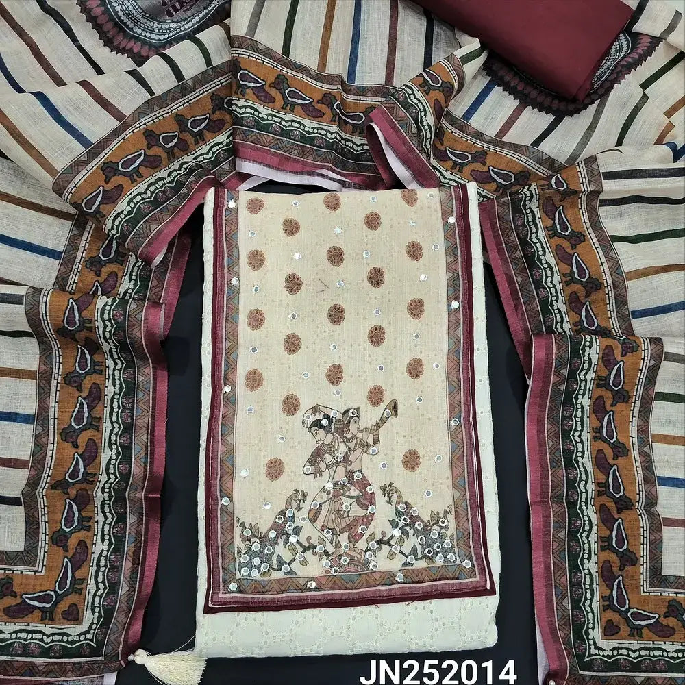 Half white schiffli embroidered cotton salwar material jn252014-Neidhal