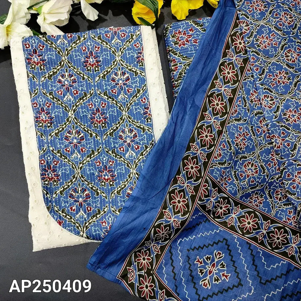 Half white schiffli embroidered cotton salwar material ap250409-Neidhal