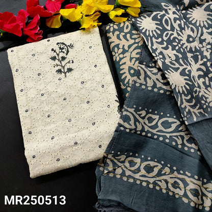 Half white schiffli embroidered cotton salwar material mr250513-Neidhal