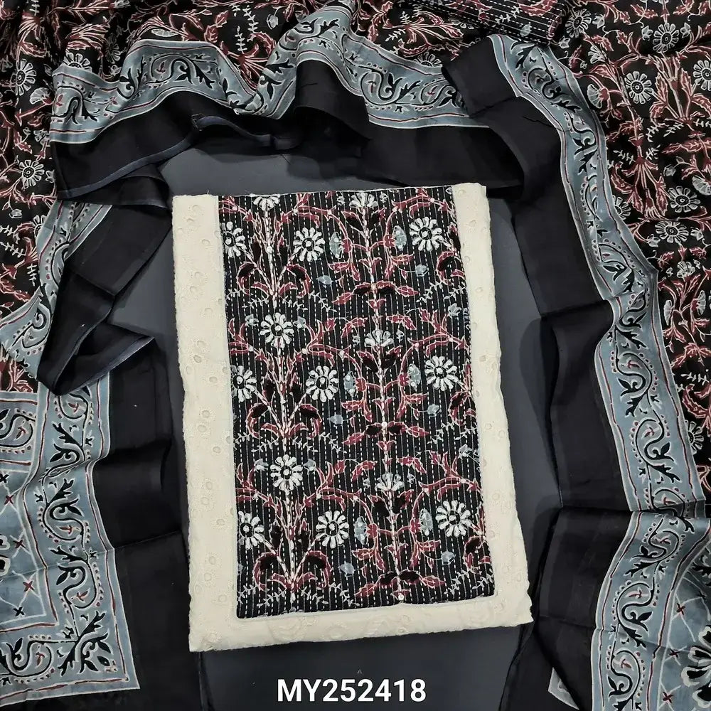 Half white schiffli embroidered cotton salwar material my252418-Neidhal