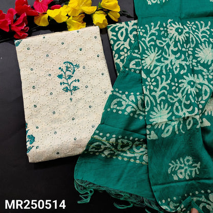 Half white schiffli embroidered cotton salwar material mr250514-Neidhal