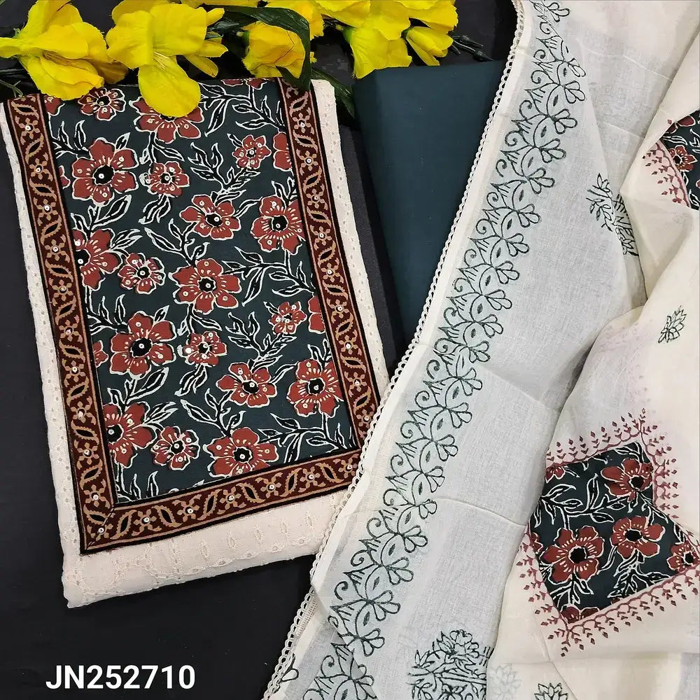 Half white schiffli embroidered cotton salwar material jn252710-Neidhal