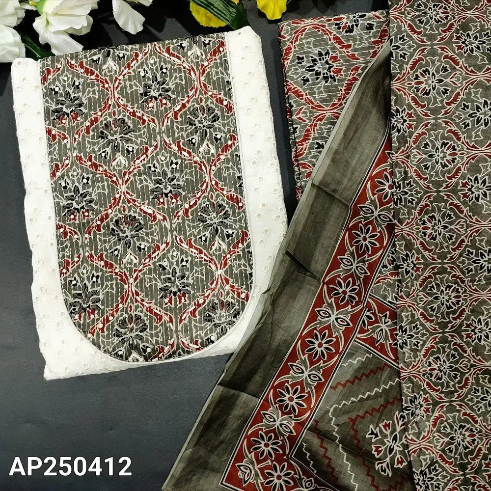 Half white schiffli embroidered cotton salwar material ap250412-Neidhal