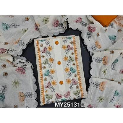 Half white schiffli embroidered cotton salwar material my251310-Neidhal