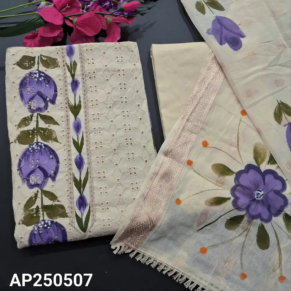 half white schiffli embroidered cotton salwar material ap250507-Neidhal