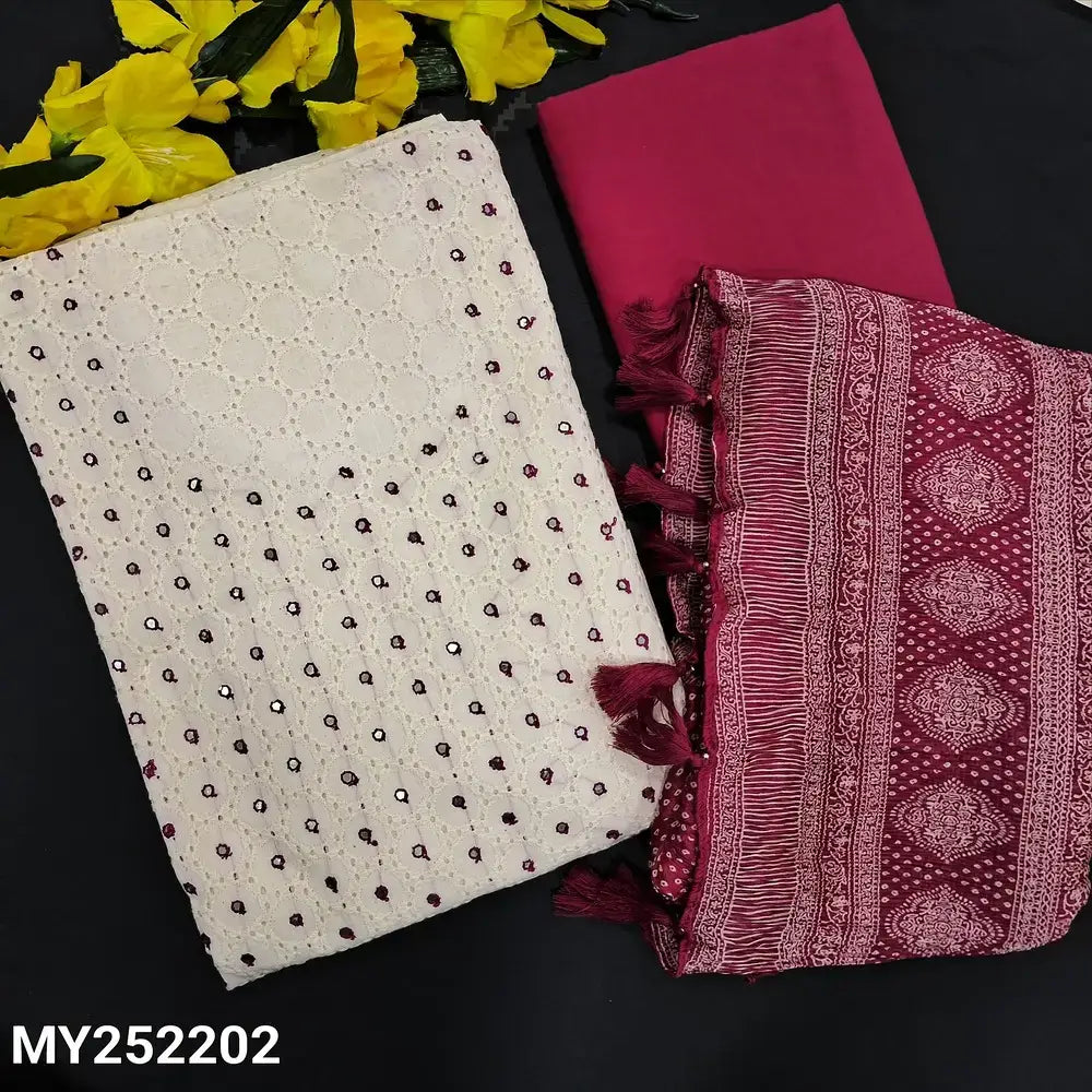 Half white schiffli embroidered cotton salwar material my252202-Neidhal