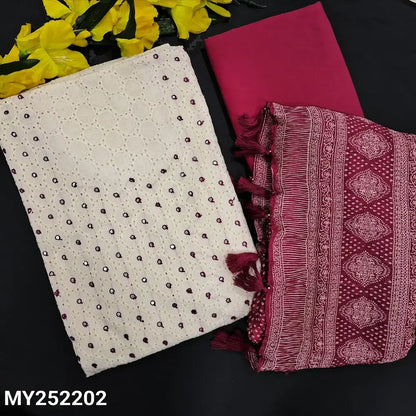 Half white schiffli embroidered cotton salwar material my252202-Neidhal