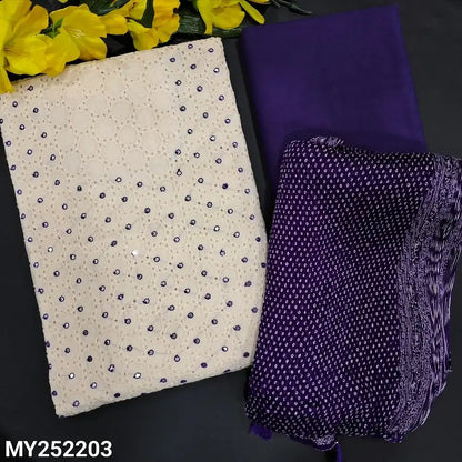 Half white schiffli embroidered cotton salwar material my252203-Neidhal