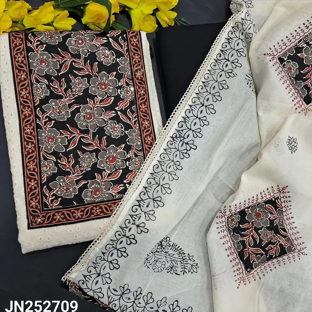 Half white schiffli embroidered cotton salwar material jn252709-Neidhal