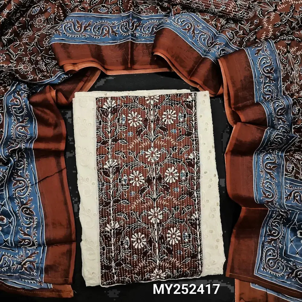 Half white schiffli embroidered cotton salwar material my252417-Neidhal