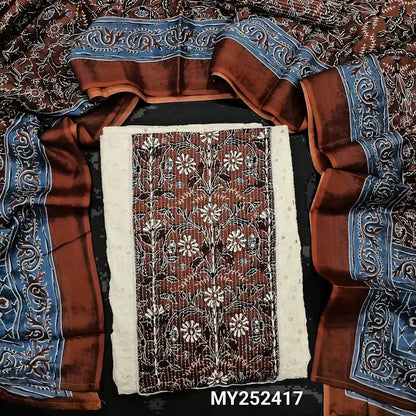 Half white schiffli embroidered cotton salwar material my252417-Neidhal