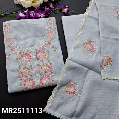 Half white schiffli embroidered silk cotton salwar material mr251113-Neidhal