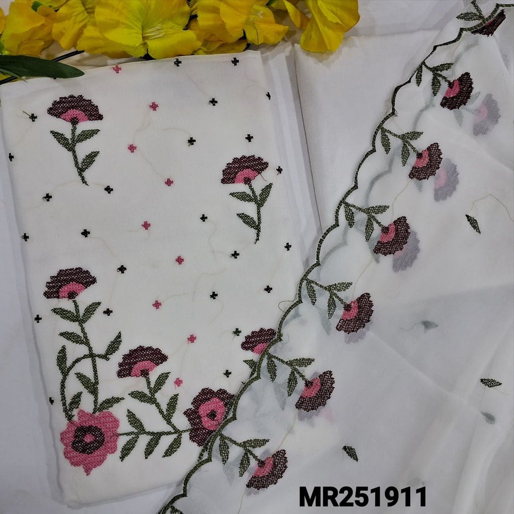 Half white semi georgette salwar material my251915-Neidhal