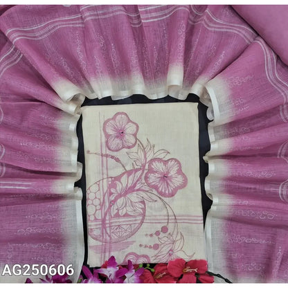 Half white semi linen salwar material ag250606-Neidhal