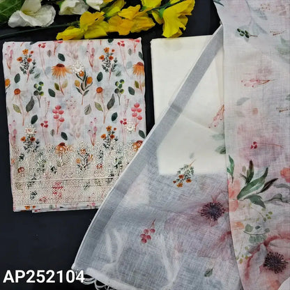 Half White Semi Linen Salwar Material with Dupatta AP252104 – Neidhal