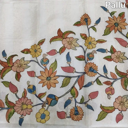 Half white silk cotton saree pallu border - Neidhal