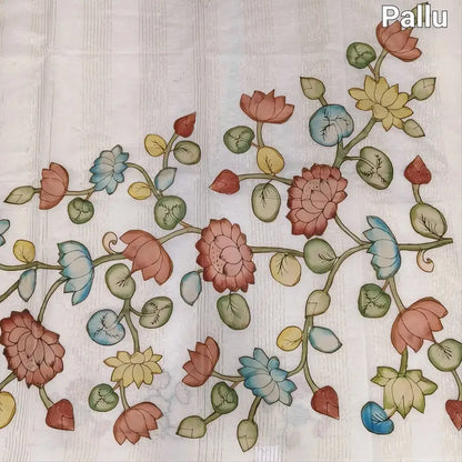 Half white silk cotton saree ns139-Neidhal