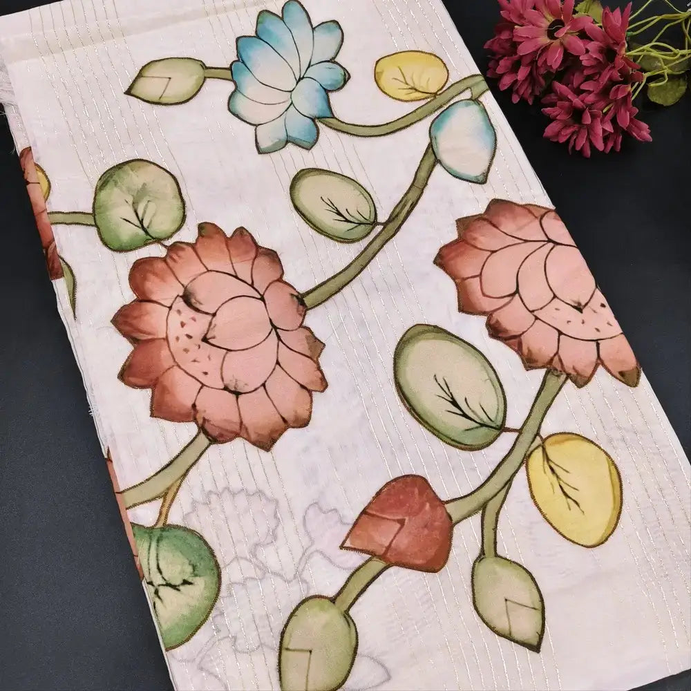 Half white silk cotton saree ns139-Neidhal