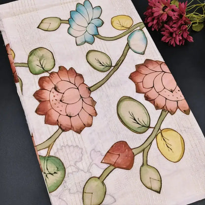 Half white silk cotton saree ns139-Neidhal