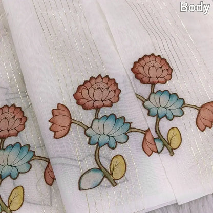 Half white silk cotton saree ns139-Neidhal