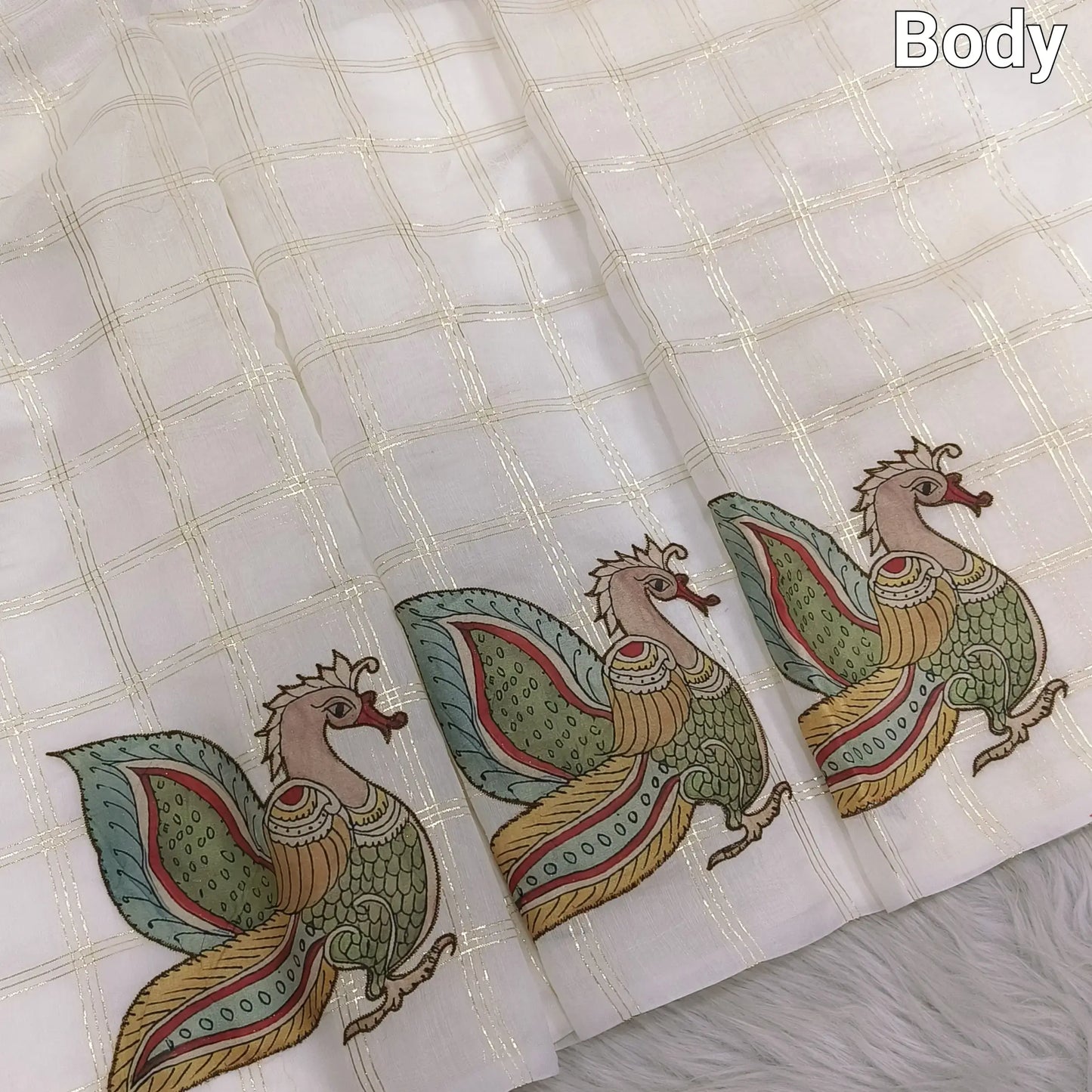 Half white silk cotton saree ns93-Neidha