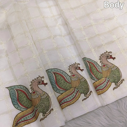 Half white silk cotton saree ns93-Neidha