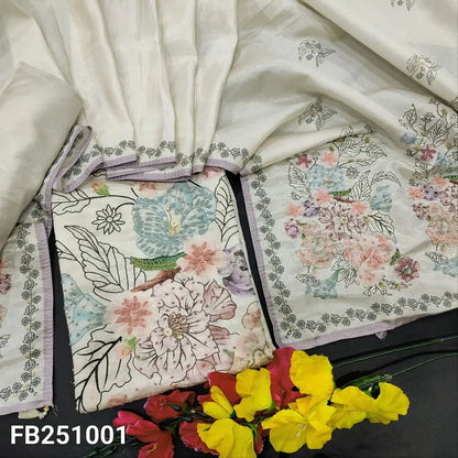 CODE FB251001: Half white tissue organza silk unstitched salwar material v neck hand work on yoke& front(lining