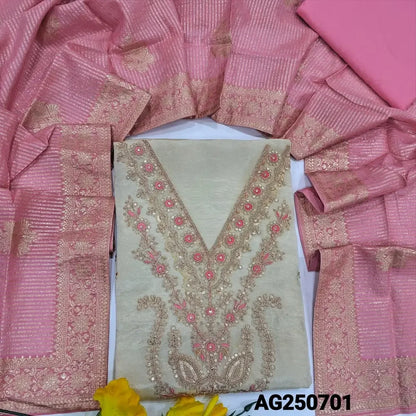 Half white tissue silk unstitched salwar material ag250701-Neidhal