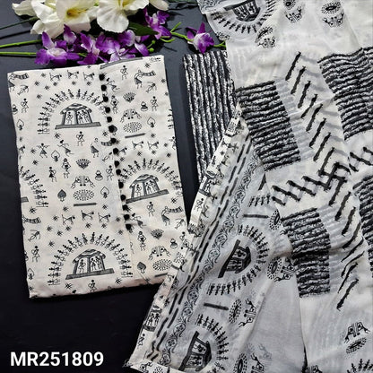 Half white warli printed cotton salwar material mr251809-Neidhal