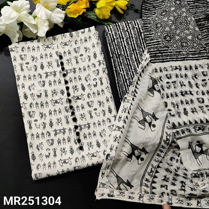 Half white warli printed soft cotton salwar material mr251304-Neidhal
