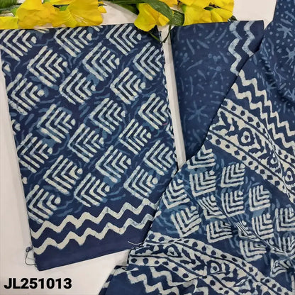 Indigo blue block printed pure cotton salwar material jl251013-Neidhal