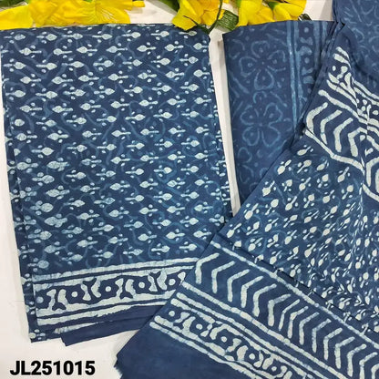 Indigo blue block printed pure cotton salwar material jl251015-Neidhal