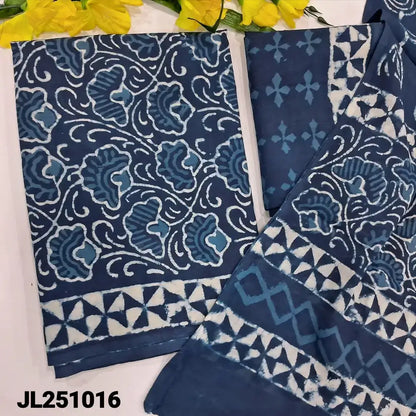 Indigo blue block printed pure cotton salwar material jl251016-Neidhal