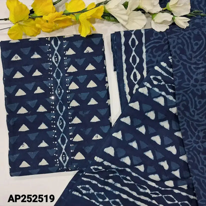 Indigo blue block printed soft cotton salwar material ap252519-Neidhal