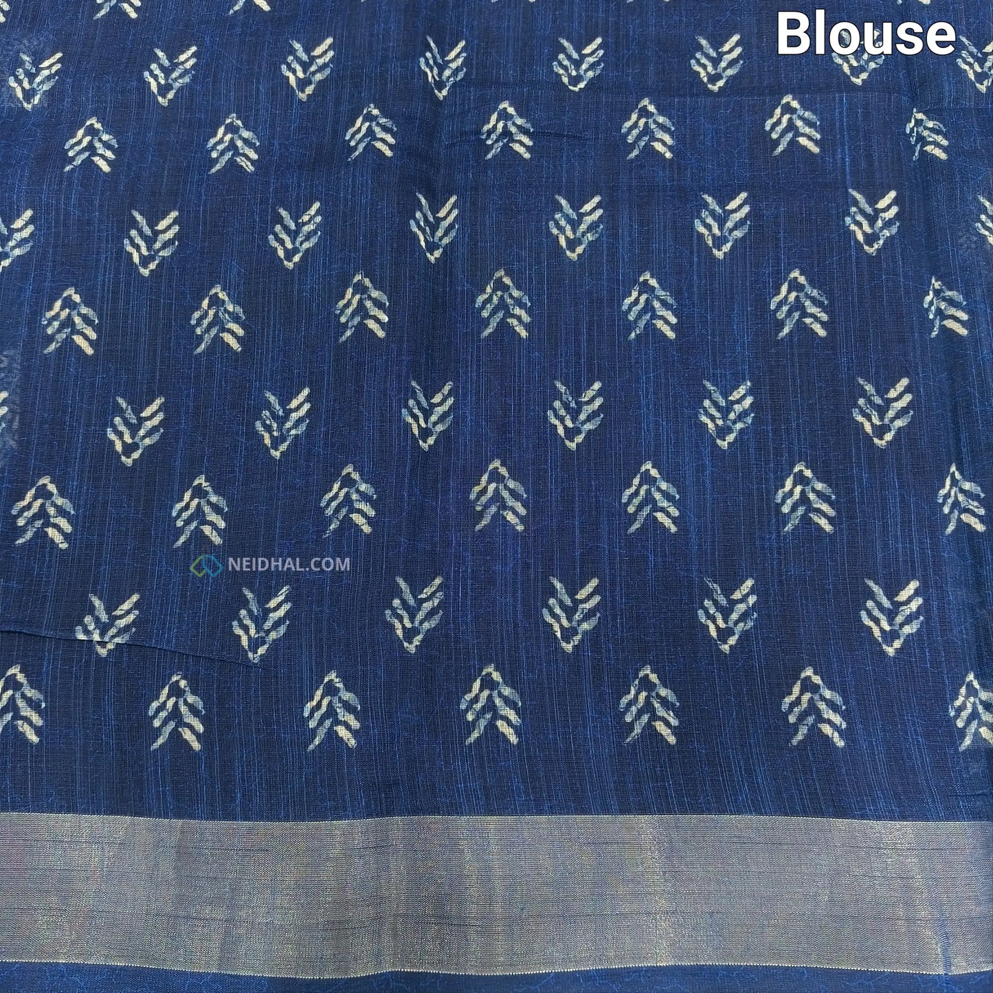 Indigo Blue Elephant Print Semi Linen Saree - Lightweight & Stylish
