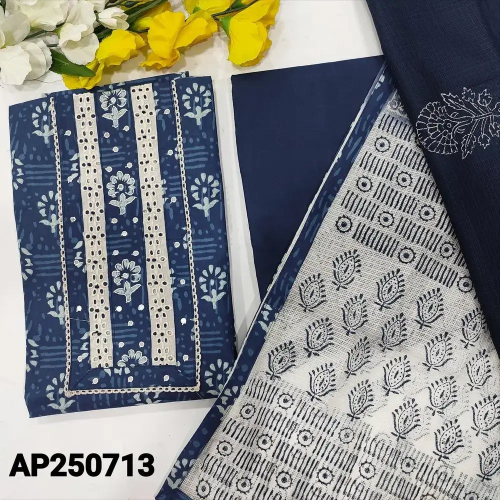 Indigo blue printed cotton salwar material ap250713-Neidhal