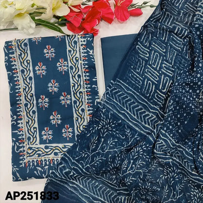 Indigo Blue Printed Satin Cotton Salwar Material AP251833 - Neidhal