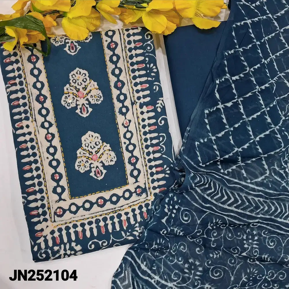 Indigo blue wax batik satin cotton salwar material jn252104-Neidhal