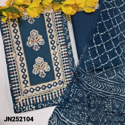 Indigo blue wax batik satin cotton salwar material jn252104-Neidhal