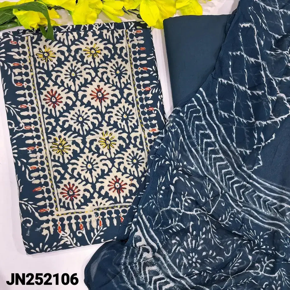 Indigo blue wax batik satin cotton salwar material jn252106-Neidhal