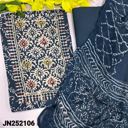 Indigo blue wax batik satin cotton salwar material jn252106-Neidhal