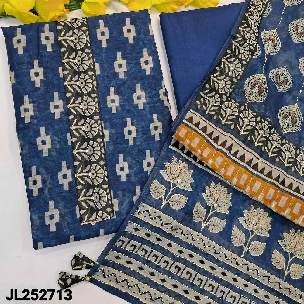 Ink blue digital printed silk cotton salwar material jl252713-Neidhal