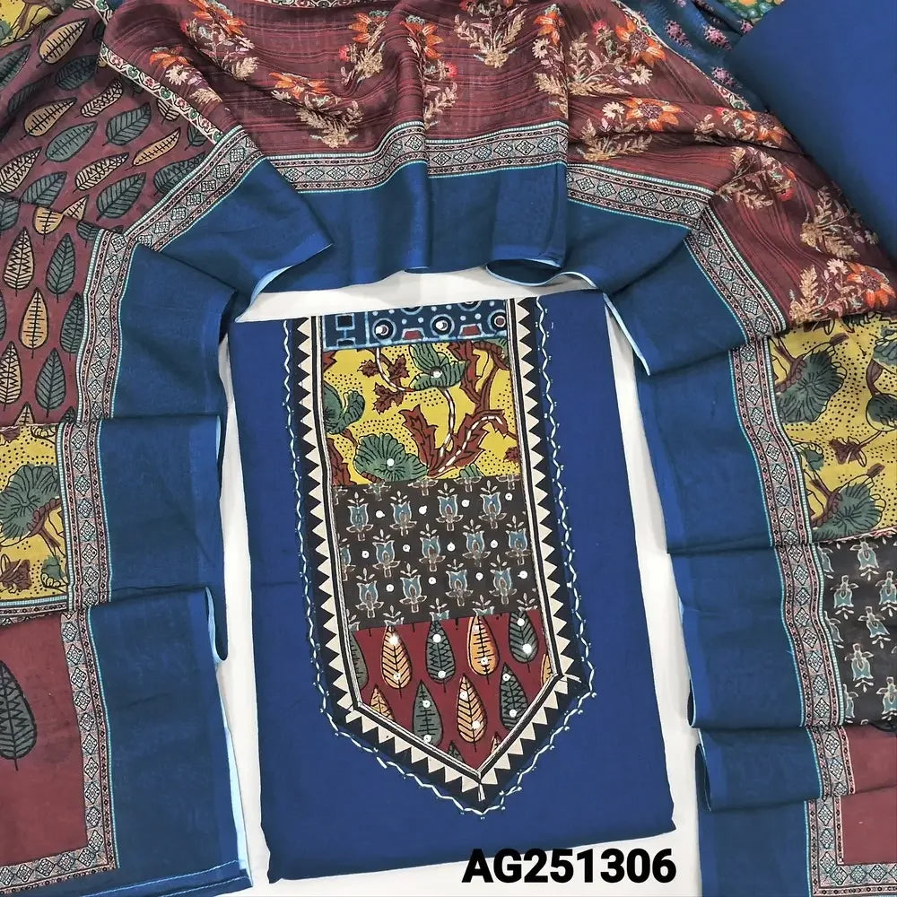 Ink blue premium cotton unstitched salwar material ag251306-Neidhal